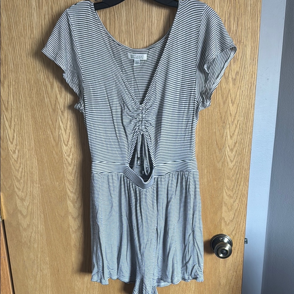Striped Short Sleeve Romper